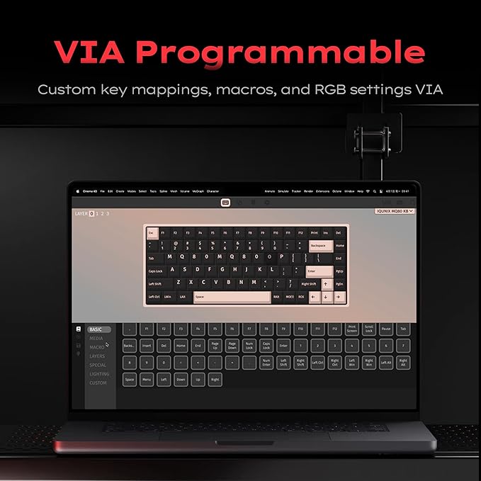IQUNIX MQ80 Low Profile Mechanical Keyboard for Work and Gaming Tri Mode Wireless Wired CNC Aluminum Hot Swappable RGB Backlit Long Battery Life VIA Support (Black)