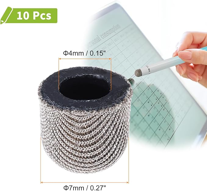 MECCANIXITY 10Pcs Replacement Fiber Mesh Tips for Stylus Pens 7mm Suitable for Capacitive Touch Screen,High Sensitivity,Soft,No Scratch Screen Pen Tip