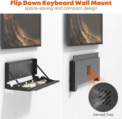24 Inch Flip Down Keyboard Tray Wall Mount, Fold Down Typing Platform