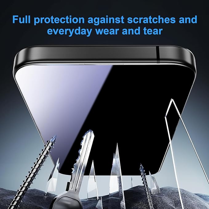 OneFish for iPhone 15/16 Privacy Screen Protector, 4-Way 360° Anti-Spy Tempered Glass, 9H Hardness, HD Clear Anti-Fingerprint 3D Curved Edges, Case-Friendly & Easy Installation [2 Pack]