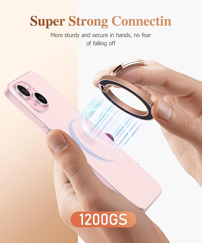 GVIEWIN Magnetic Phone Ring Holder, Compatible with MagSafe Phone Grip with Adjustable Stand, Magnet Phone Ring Kickstand for iPhone 16 Pro Max/Plus/15/14/13/12 Series/Other Phones (Flowing Sakura)