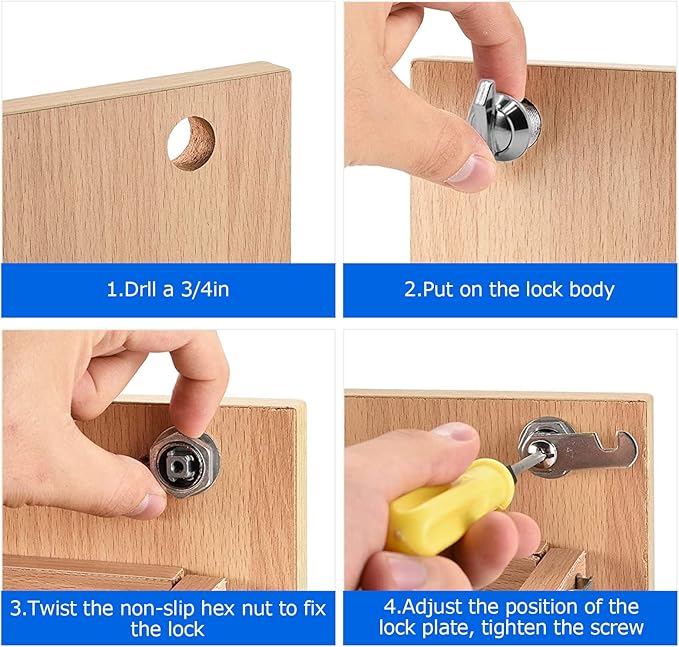 1" Thumb Operated Offset Cam Lock, 6Pcs Non-Locking Compartment Lock, RV Compartment Camper Storage Door, Vehicles, Cabinet Mailbox Drawer Replacement Cam Lock Silver