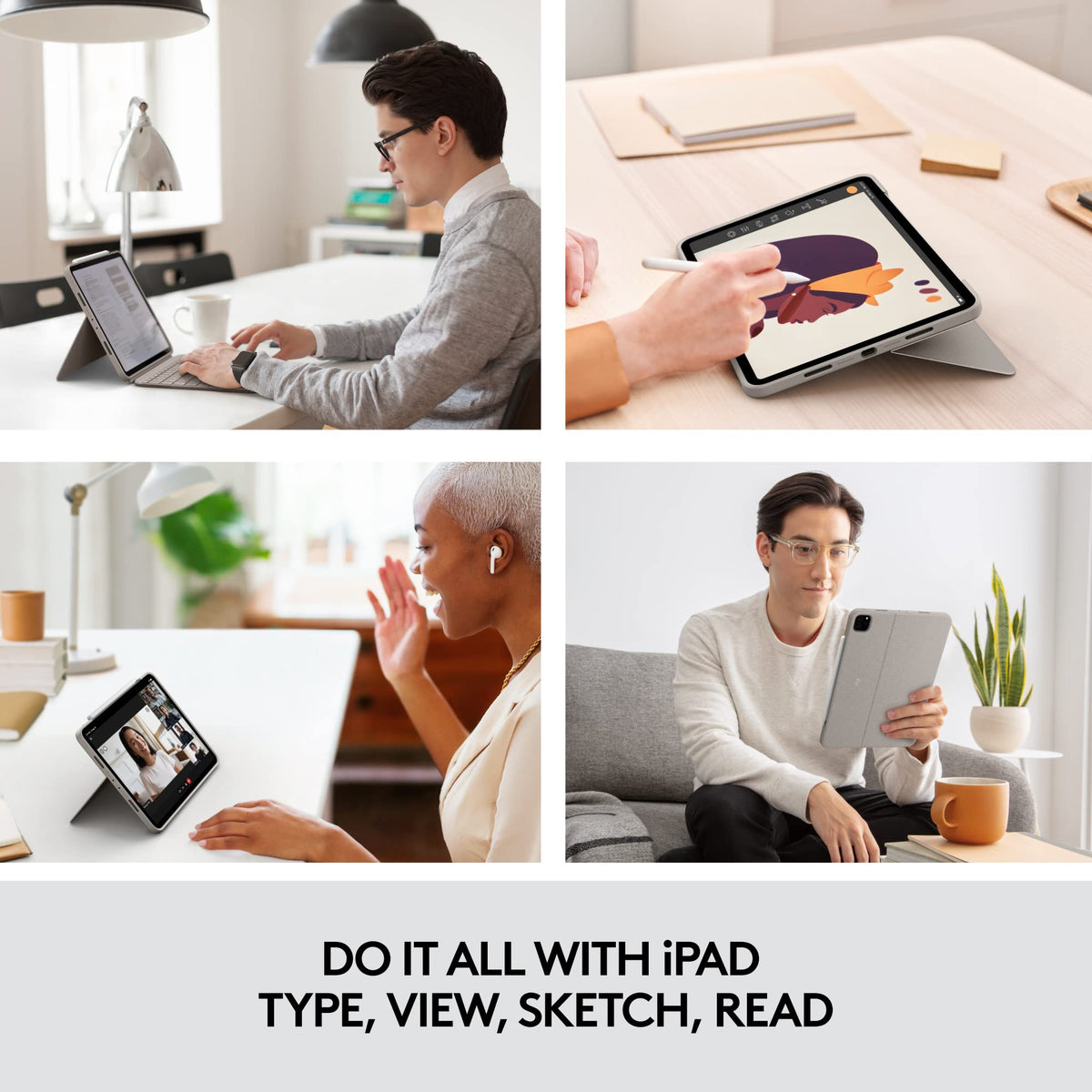 Logitech Combo Touch iPad Pro 11-inch (1st, 2nd, 3rd, 4th gen - 2018, 2020, 2021, 2022) Keyboard Case - Detachable Backlit Keyboard, Click-Anywhere Trackpad - Sand; USA Layout