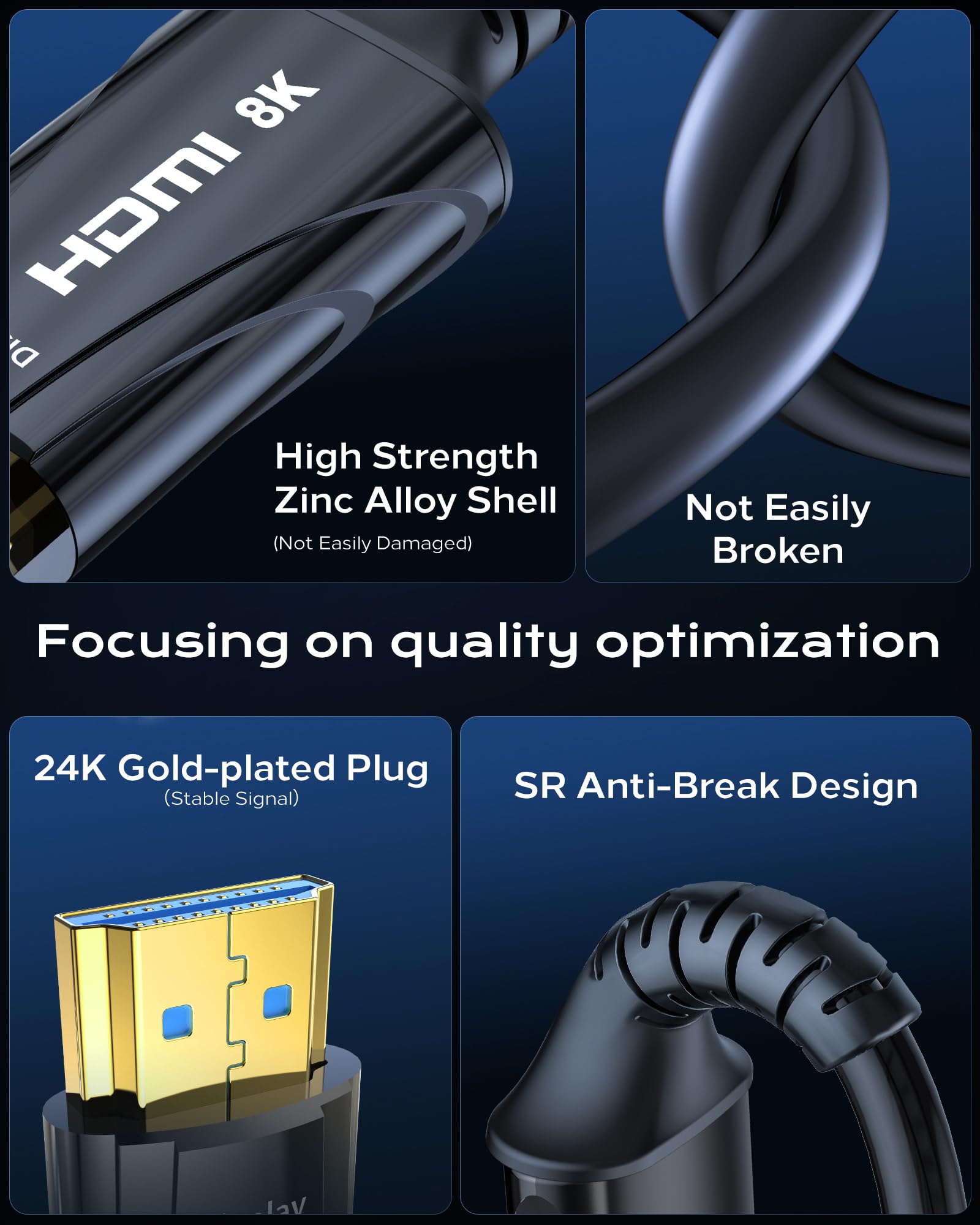 Cratree 8K Long Fiber Optic HDMI Cable 75FT/22M - 48Gbps High-Speed HDMI Cord,8K 60Hz,4K120Hz,HDCP 2.2&2.3, HDR10 - Compatible with HDTV,Monitor,Projector