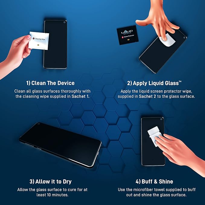 LIQUID GLASS Screen Protector With $250 Protection Coverage | Wipe On Scratch and Shatter Resistant Nano Technology for All Phones Tablets and Smart Watches - Universal Fit (New and Advanced)