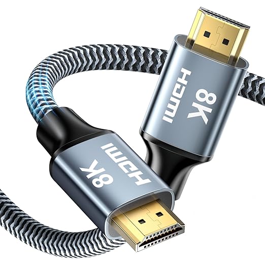 8K HDMI Cable 50 ft, 48Gbps High Speed HDMI 2.1 Cable, Braided HDMI Cable 2.1 8K 60Hz 4K 120Hz Support for HDR eARC HDCP 2.2/2.3, HDMI Cord Compatible with HDTV, Laptop, Monitor, PC