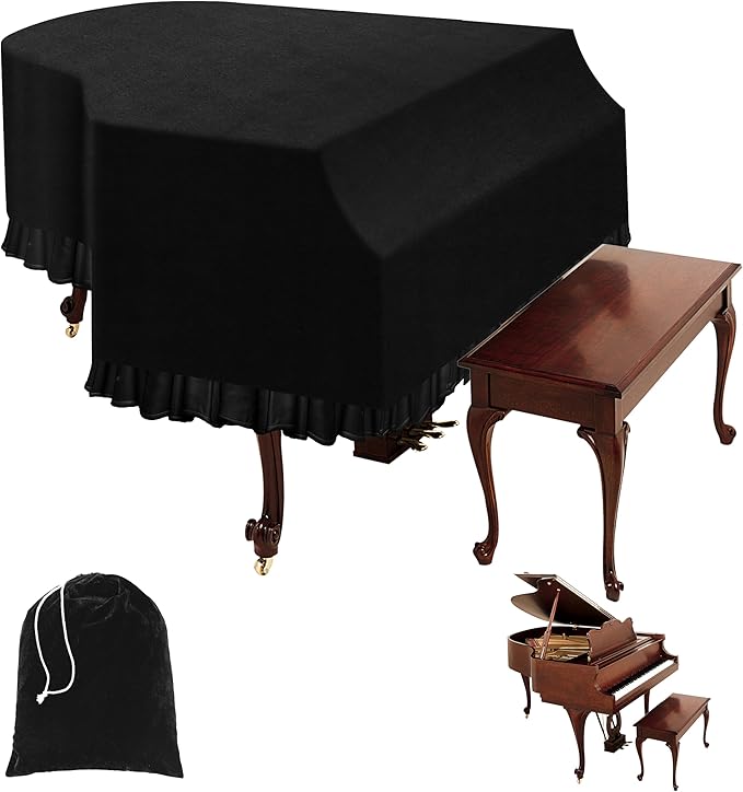 Grand Piano Keyboard Dust Cover, Music Stretchy Dirt Proof Keyboard Cover With Durable Elastic & Cord Lock Must Have Piano Accessories