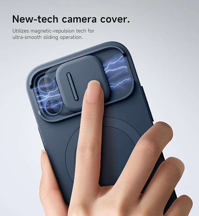 SURITCH for iPhone 12/12 Pro Case with Magnetic Camera Slide Cover and Adjustable Kickstand, Compatible with MagSafe, Shockproof Bumper Case Slim Protective Cover for iPhone 12/12 Pro 6.1 Inch, Blue