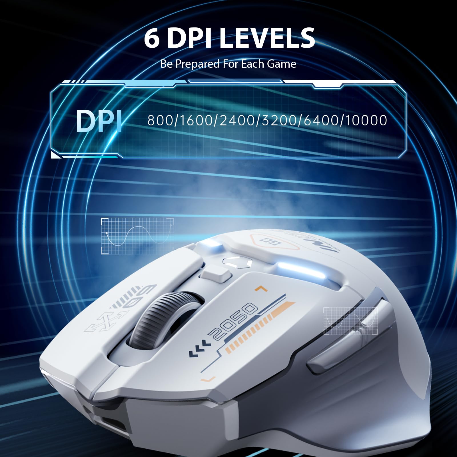 INPHIC IN9 Wireless Gaming Mouse, Real Tri-Mode 2.4G Wireless/Type-C Wired/Bluetooth Mouse, 10k DPl, Fully Programmable, RGB Lighting, Hyperspeed Rechargeable Wireless Mouse for Laptop PC Computer Mac