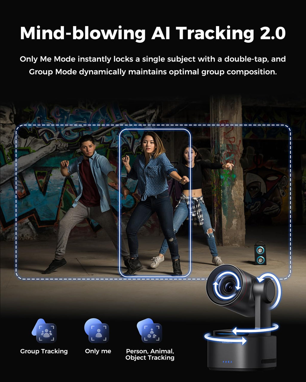 OBSBOT Tail 2 PTZR NDI Camera 4K@60FPS, Pro AI Tracking, 1/1.5" CMOS, 50MP, 5X Optical Zoom, 12X Hybrid Zoom, SDI/HDMI/IP/USB 3.0 Output, Live Streaming for Education, Conference, Worship, Live Events