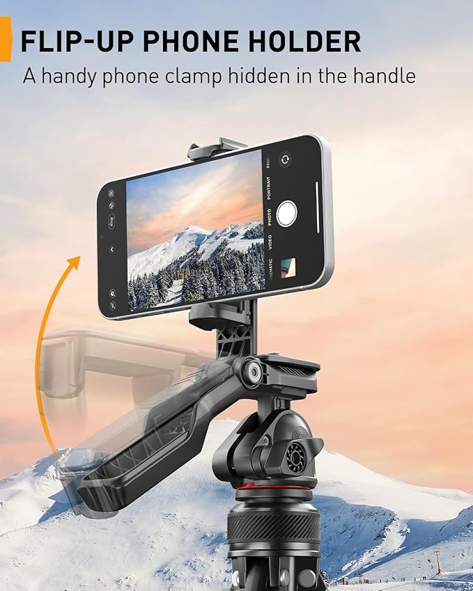 Perlegear Camera Tripod, 60″ Portable and Height-Adjustable, Travel Tripod with 13.2 lbs Max Load, Phone Camera Stand Heavy Duty for Video Recording, PGIPE01