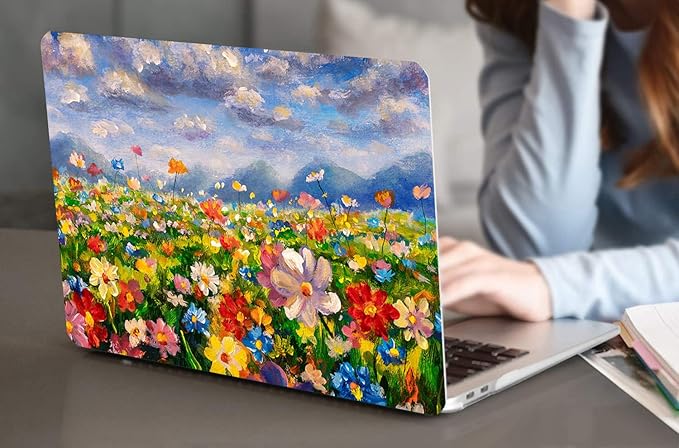 Compatible with MacBook Air 13 Inch Case 2017 2016 2015 2014 2013 2012 2011 2010 Release A1466/A1369, Plastic Hard Shell Case + Keyboard Cover + Screen Protector - Flowers
