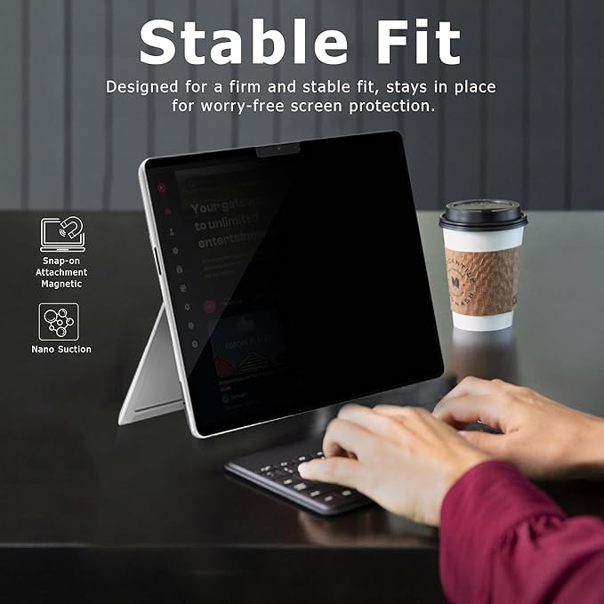 Adeway Magnetic Privacy Screen for Surface Pro 12 inch (2025), Anti-Glare, 30° Side View Protection, Washable & Reusable Filter, Bubble-Free Installation