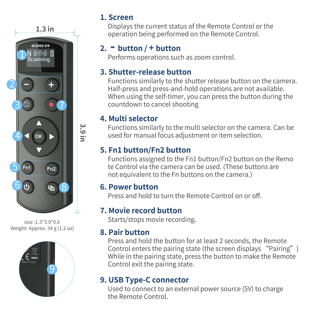 Rechargeable Shutter Release for Nikon Wireless Camera Remote Control