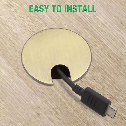 2 Pcs Desk Grommet 1-3/8" / 35 mm, Desk Cord Hole Cover, Cable Grommet Metal Zinc Alloy Materilal, Desk Hole Grommet for Home & Office Pc, Detachable Cable Cord Organizer-Bright Silver