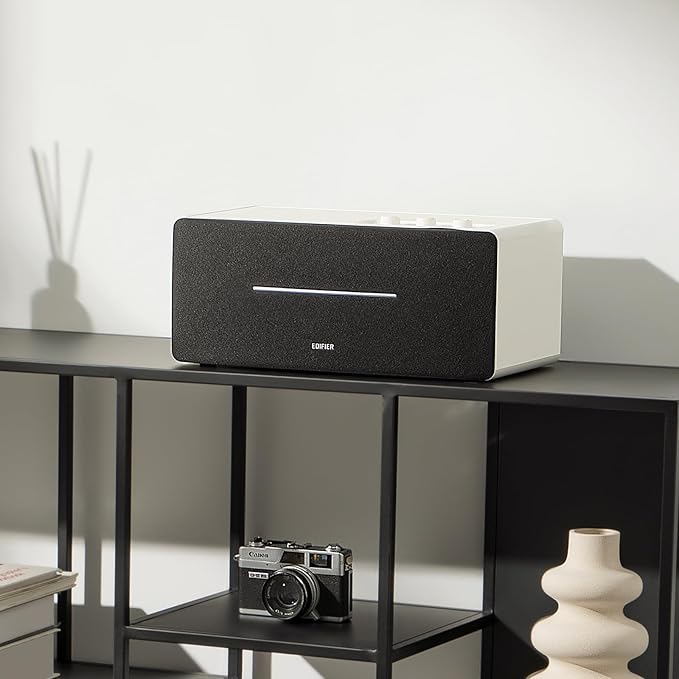 Edifier D12 Integrated Desktop Computer Speakers with Bluetooth 5.0, Wireless Stereo Tabletop Speaker 70 Watts RMS with Subwoofer Line Out, RCA, Aux Input for PC Monitor Laptop (White)