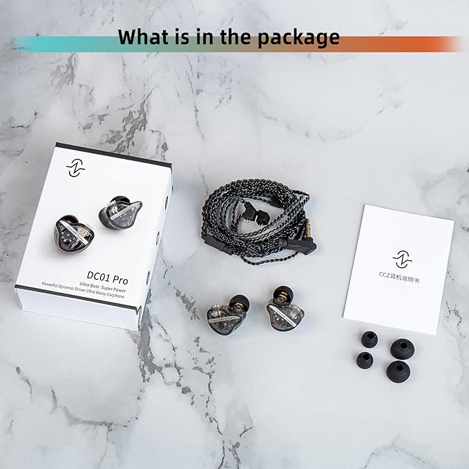 CCZ DC01 Pro Gaming Earbuds, Professional iems for Gaming, Super Bass in Ear Monitor Headphones Wired Earphones with 1DD, Patent Ear fins, Ear tips, for School Student Laptop Podcaster (Cyan with mic)