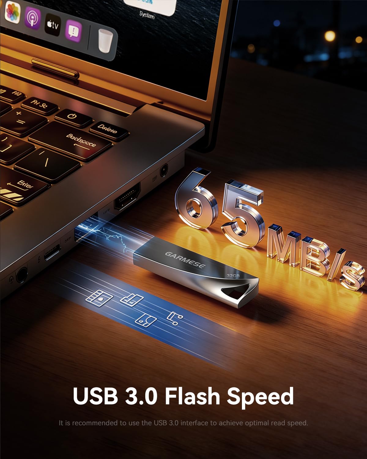 GARMESE Metal USB Flash Drive with Keychain Portable Memory Stick 32GB 5 Pack