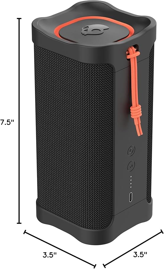 Skullcandy Terrain XL Wireless Bluetooth Speaker - IPX7 Waterproof Portable Speaker, 18 Hour Battery, Nylon Wrist Wrap, True Wireless Stereo (Black)