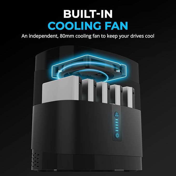 SABRENT 5-Bay USB-C Docking Station for 2.5” SATA HDDs and SSDs with Built-in Cooling Fan (DS-5R15)
