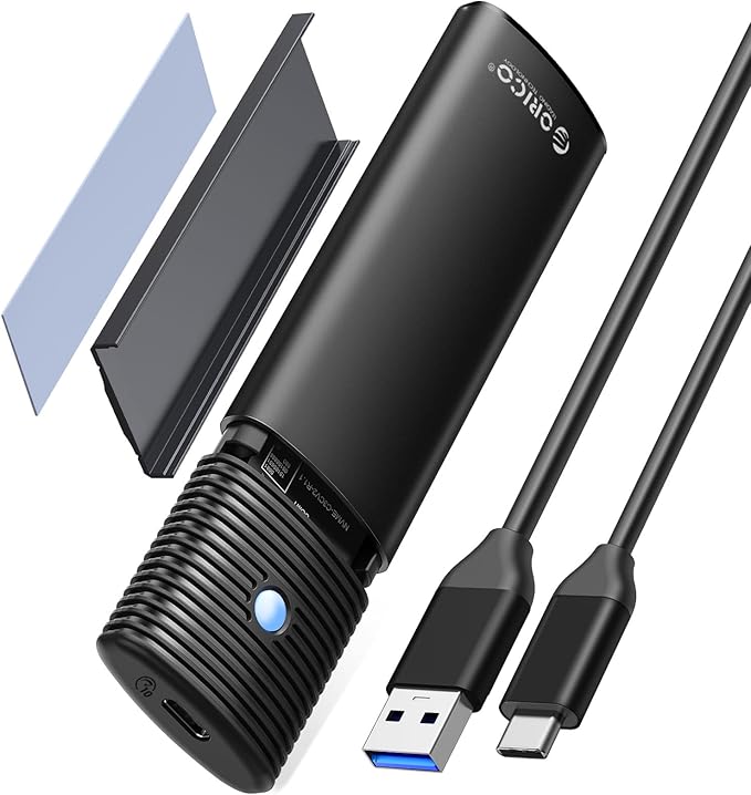 ORICO M.2 NVMe SATA SSD Enclosure Adapter Tool-Free, USB C 3.2 Gen 2 10Gbps NVMe, 5Gbps NGFF SATA PCIe M-Key(B+M Key) 2230/2242/2260/2280, Aluminum External M2 Reader Support UASP Trim- BK(G2A)