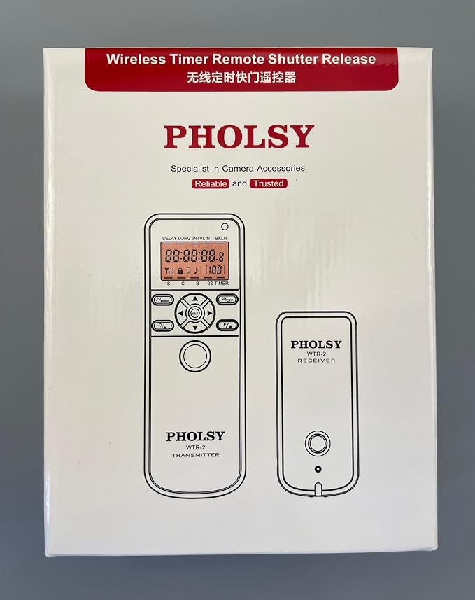 PHOLSY Camera Timer Remote Control with HDR Compatible with Canon R100 R8 R6ii R7 R10 90D 250D 850D 6Dii 7Dii G1Xiii; for Olympus OM-1, EM1X, EM1 II; for Fuji GFX50SII, XT3, XT4, XT5, XT30II