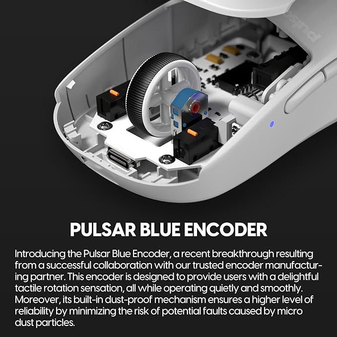 Pulsar Gaming Gears X2H Wireless Gaming Mouse, Ultra Lightweight 1.90 oz (54 g), Symmetrical, Optical Switch, 2.4 Ghz 1 ms, 26000 DPI, PAW3395 Sensor (Medium, Wireless, White)