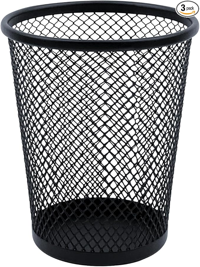 Desk Pencil Pen Holder, Wire Mesh Pen Cup Holder for Desk Organizer and Office Desk Accessories (3 Pack)
