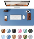 YSAGi Leather Desk Protector, Office Mat, Large Mouse Mat, Non-Slip PU Leather Blotter, Laptop Desk Pad, Waterproof Writing Pad for Office and Home (Sea Blue, 23.6" x 13.8")