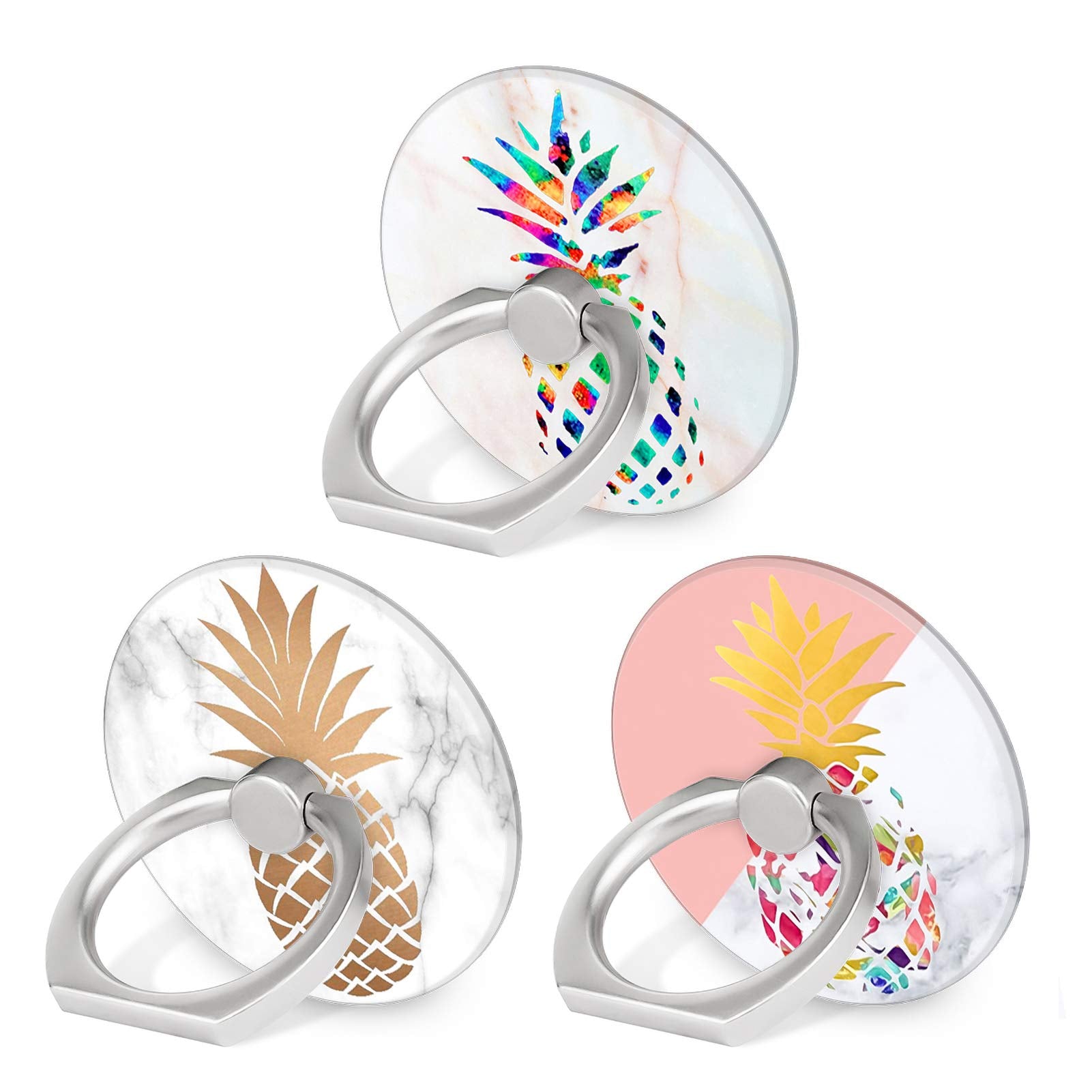 Bonoma Cell Phone Ring Holder,3-Pack 360 Degree Rotating Pineapple