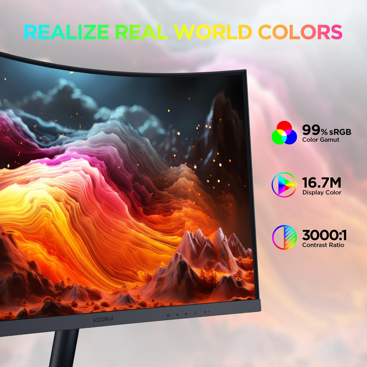 KOORUI 24 inch Curved Computer Monitor, FHD 100Hz VA 1500R PC Screen