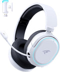 Wireless Gaming Headset, 7.1 Surround Sound, 2.4GHz USB Gaming Headphones with Bluetooth 5.4, 100H Battery, ENC Noise Canceling Mic, RGB Light, Wireless Headset for PC PS5 PS4 Mac Switch (Black-White)