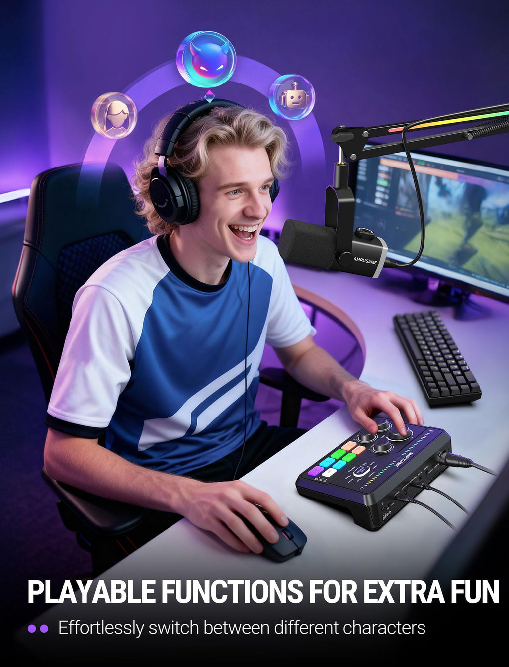 FIFINE SC8 Gaming Audio Mixer for Live Streaming with 7.1ch Surround sound