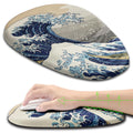 Armanza Ergonomic Mouse Pad Wrist Rest, Japanese Sea Wave Mouse Pad with Wrist Support, Memory Foam Massage Design & Non-Slip PU Base MousePads for Pain Relief, Desk, Office, Home, Kanagawa Wave