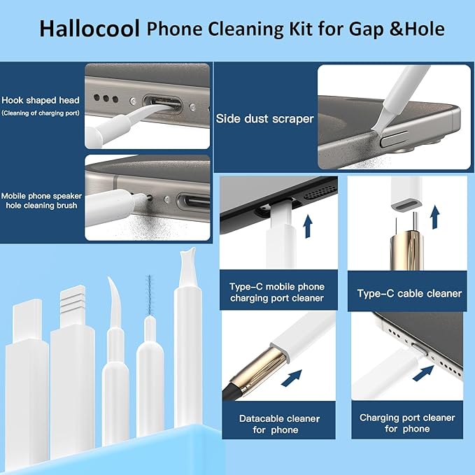 Cleaning Kit for Phone Headphone 32 in 1 Multi-Functional Electronics Cleaning Kits for Cell Phones, Computer, Monitor, Earbuds, Laptop, Camera, Lens Portable White Cleaning Kit Tool