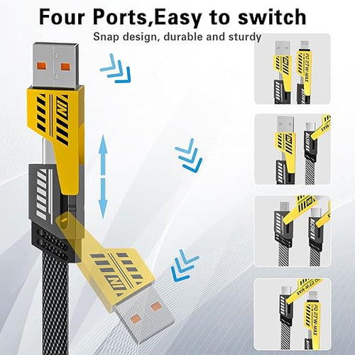 2Pcs 4 in 1 Charging Cable, USB C to L Cable, 6.6FT, USB A/C to C/L