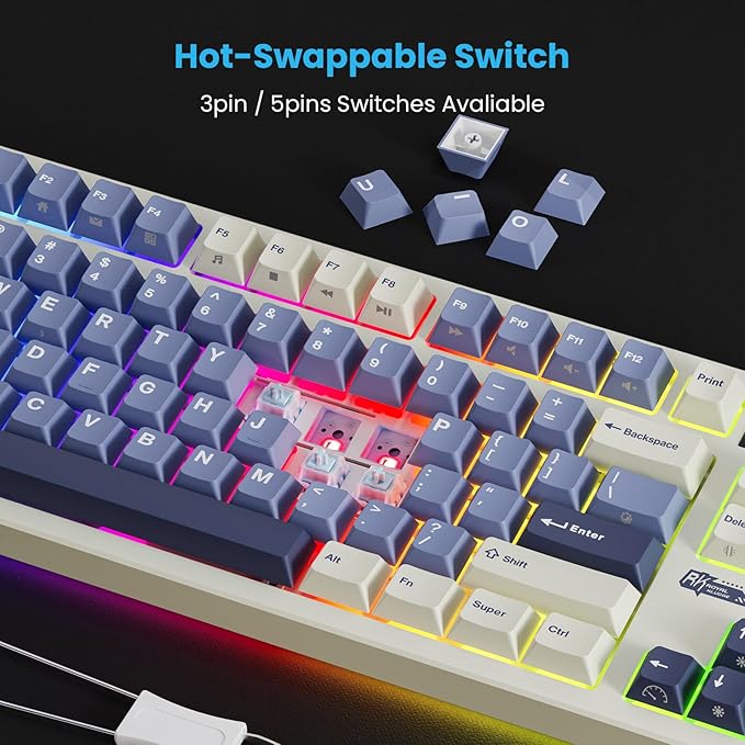 RK ROYAL KLUDGE S85 Wireless Mechanical Keyboard, 85% Wireless TKL Keyboard with Display & Ratchet Knob, Custom Linear Silent Switches, Triple-Mode, 7200mAh Battery, Hot Swappable