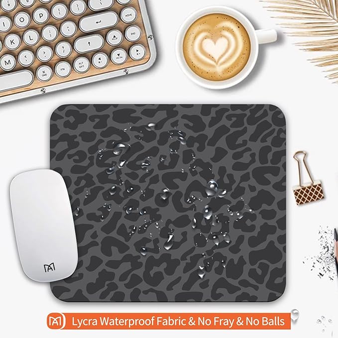 Square Mouse Pad Black Leopard,Personalized Premium-Textured Custom Mouse Mat Design,Washable Mousepad Cloth,Non-Slip Rubber Base Computer Mouse Pads for Wireless Mouse