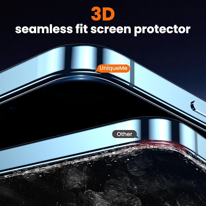 UniqueMe for iPhone 12 Pro Max Privacy Screen Protector - [Military Grade Shatterproof & 9H+ Hardness] Screen Protector 12 Pro Max Tempered Glass Full Coverage Protection, Easy to install, 2 Packs