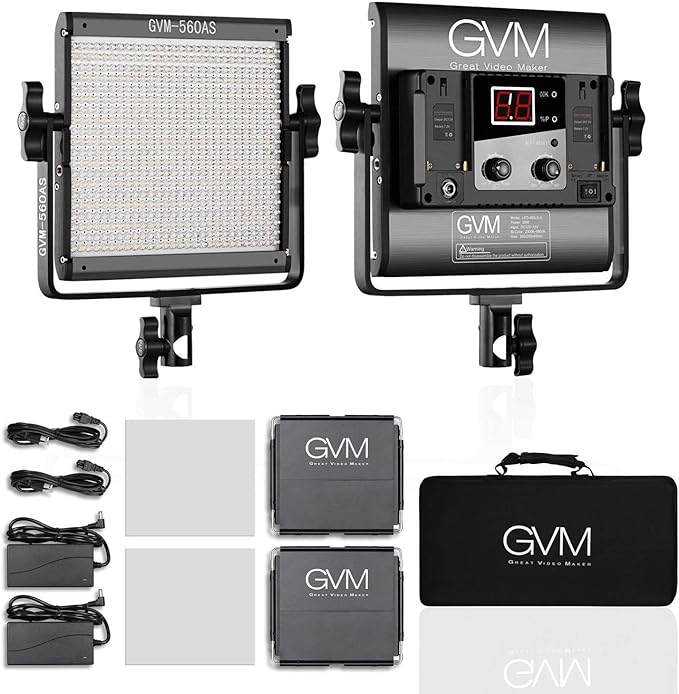 GVM 560 LED Video Light, Dimmable Bi-Color, 2 Packs Photography Lighting with APP Intelligent Control System, Lighting for YouTube, Studio, Outdoor, Video Lighting Kit, 2300K-6800K, CRI 97+