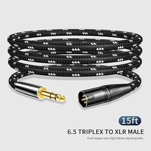 Kumiho XLR Male to 1/4 Inch 6.35mm TRS Stereo Cable Hi-Fi Balanced Bi-Shielded Interconnect Patch Cables for Microphones, Amplifiers, Mixers, Speakers 15FT