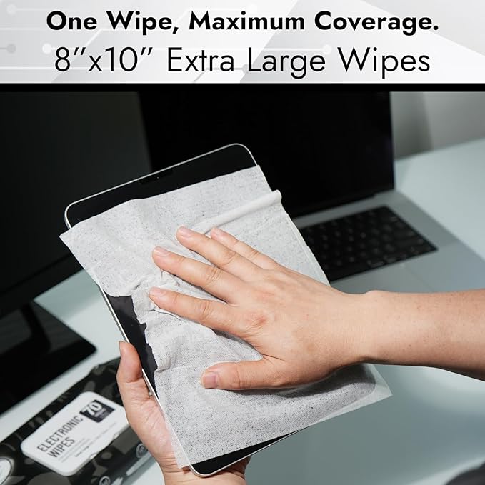 Air Jungles Electronic Screen Cleaning Wipes 70 Count (Pack of 3), Large 8"x10" Cleaner Wipes for Phones, Laptops, Monitors, TVs, Tablets, Glasses, Keyboards, Computer,Quick Dry