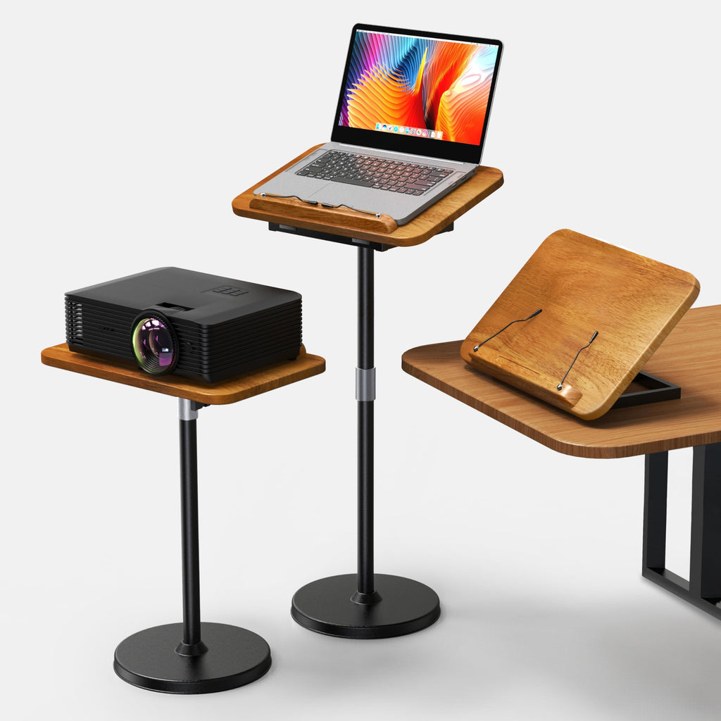 NAMON 2 in 1 Portable Laptop Floor Stand & Laptop Stand for Desk, Small Adjustable Table with Height Adjustable from 16.5" to 51", Wooden Laptop Stand White for Home, Office, Meeting Room, Study