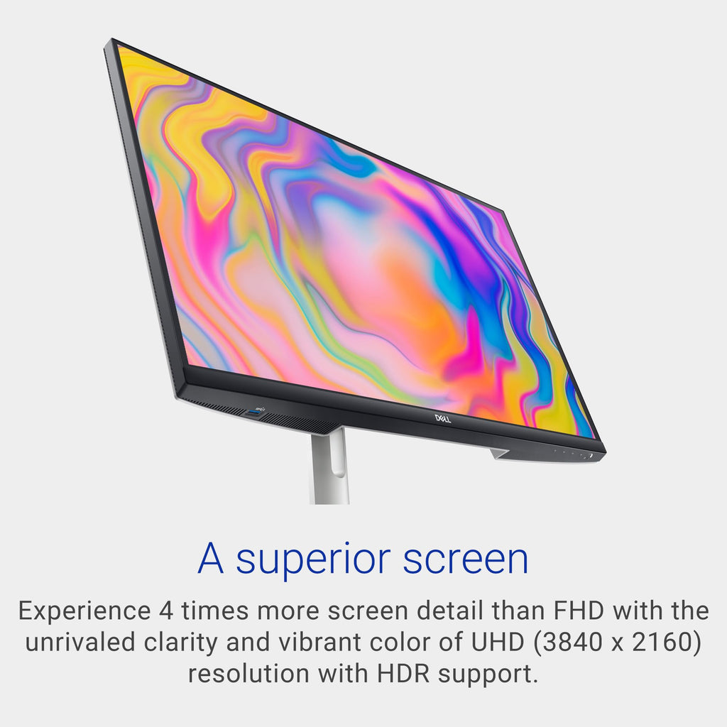 Dell S2722QC Monitor - 27 inch 4K USB-C, UHD (3840 x 2160) Display, 60Hz Refresh Rate, 8MS Grey-to-Grey Response Time, Built-in Dual 3W Speakers, 1.07 Billion Colors - Platinum Silver