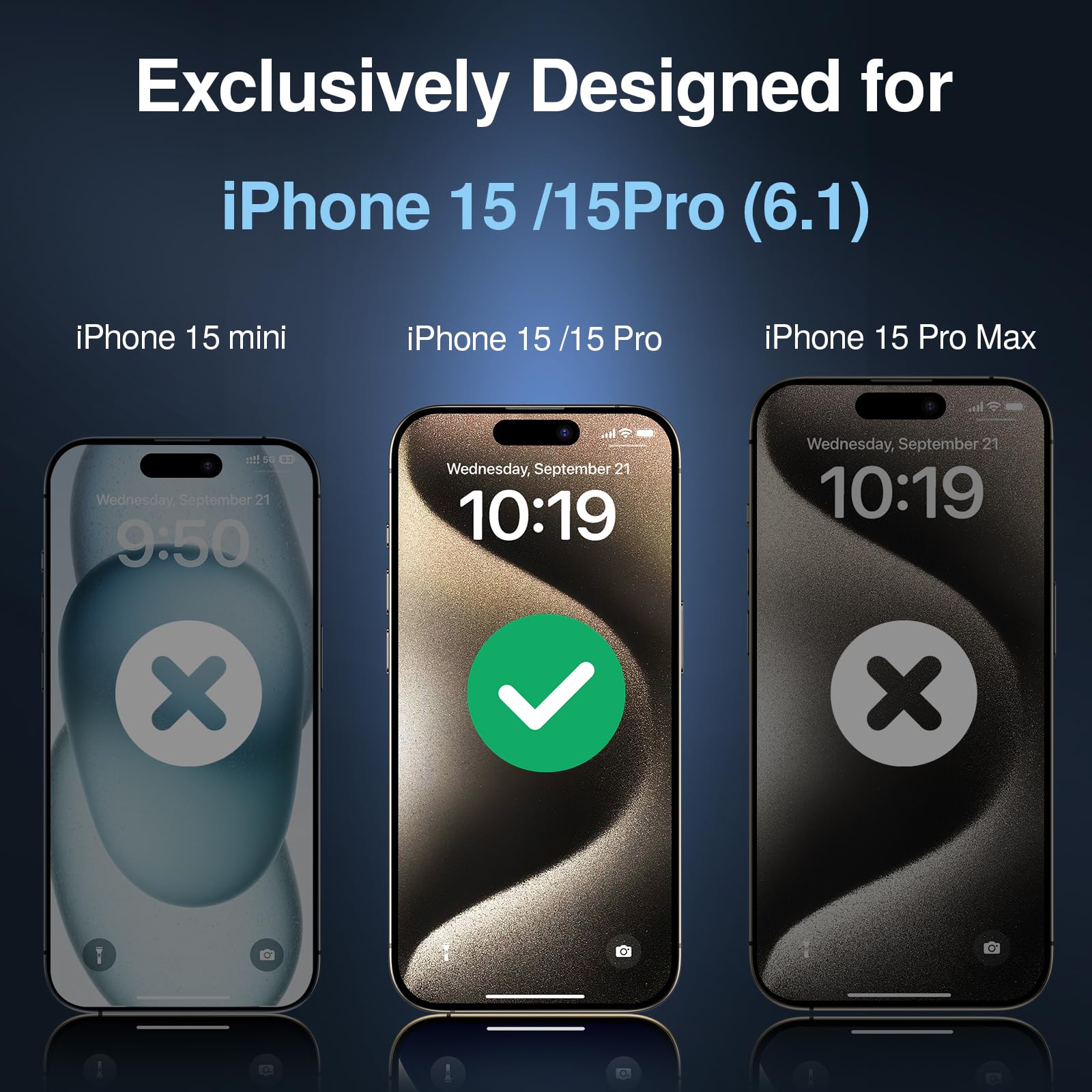 SMARTDEVIL 2 Pack Privacy Screen Protector for iPhone 15 Pro Max, 28° Anti-Spy 9H Tempered Glass, Impact & Scratch Resistant, Auto Dust & Bubble-Free Install Frame, Easy to Install, Case-Friendly