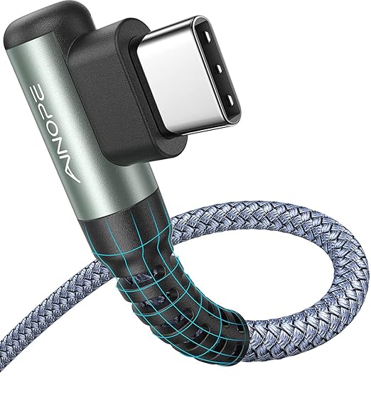 AINOPE USB C Cable 10FT 3.1A Type C Charger Fast Charging, Right Angle USB Type C Cable, Nylon Braided USB C Charging Cable Compatible with Galaxy S10 S9 S8 Plus, A51 A11 A10 A20, LG V50 V40 G8 G7