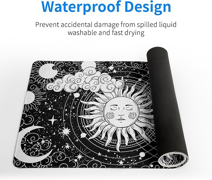 Magic Astrology Extended Big Mouse Pad Large, Gaming Mouse Pad Desk Pad,31.5x11.8 Inch Long Computer Keyboard Mouse Mat Black Mousepad with 3mm Non-Slip Base and Stitched Edge for Gaming and Office
