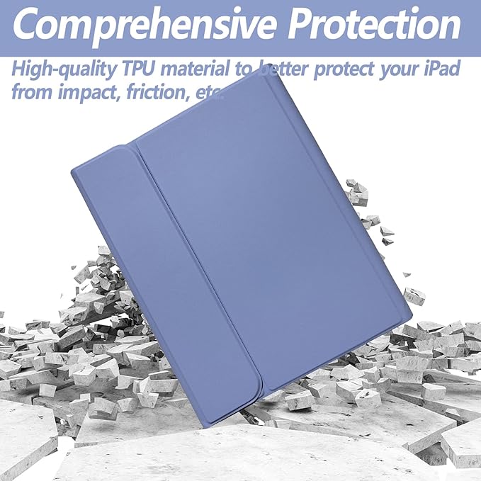Keyboard Case for iPad 11th 10th Generation - iPad 10th Generation Case with Detachable Wireless Keyboard - Smart Folio Cover with Pencil Holder for 11-inch A16 2025 10.9-inch 2022, Purple