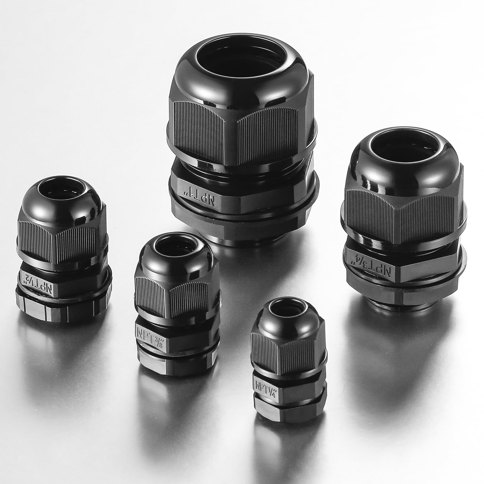 RTHIEAI 25 PCS 1"(17-25mm) NPT Nylon Cable Gland Joints with Gaskets, IP68 Adjustable Lock Nut Strain Relief Cord Grip Waterproof Cable Glands - UL Listed and RoHS Compliant