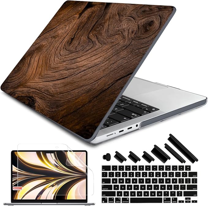 DONGKE for M4 MacBook Pro 16 Inch Case 2024 2023 2021 A3403 A3186 M3 A2991 M2 A2780 M1 A2485 Pro/Max Chip, Plastic Hard Shell Case & Keyboard Cover for Mac Pro 16 with Touch ID, Wood Grain
